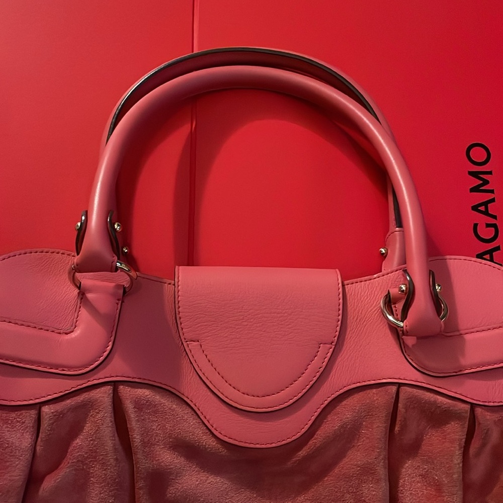 🩷 Salvatore Ferragamo Marisa Gancini Suede large purse pink - Picture 12 of 15